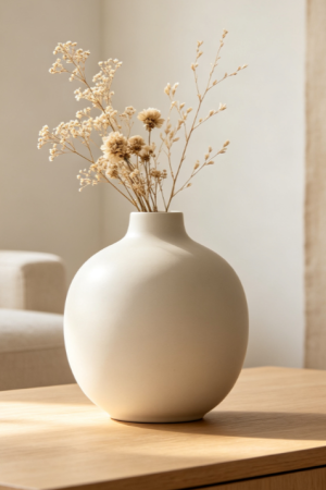 Nordic minimalist ceramic vase for dried flower arrangements—ideal for living room tabletops and home styling