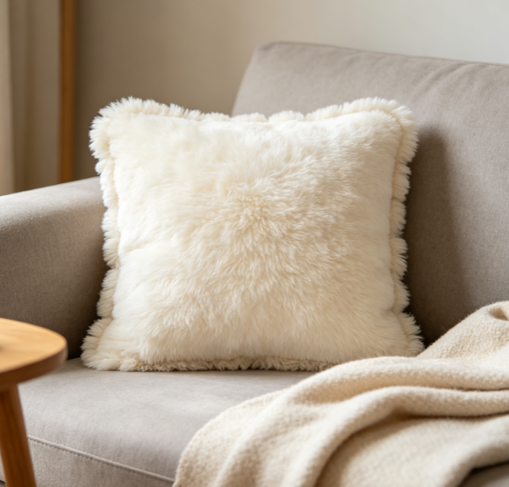 Plush throw pillow/cushion—solid-color accent for bedrooms and sofas