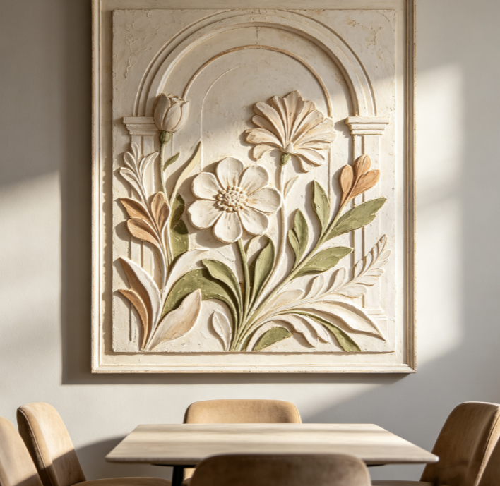 Vintage-style embossed wall art—stylish wall decor for living rooms and dining areas