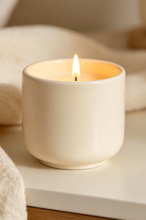 Cream-style ceramic aromatherapy candle holder—atmospheric tabletop decor and craft piece